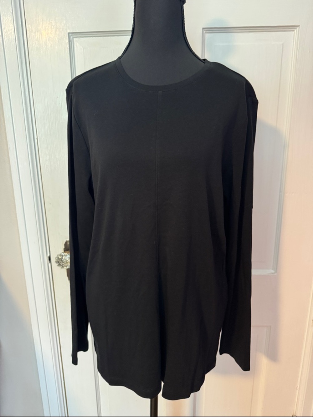 J. Jill Black Pima Crew-Neck High-Low Long Sleeve Tee 100% Pima Cotton Size L